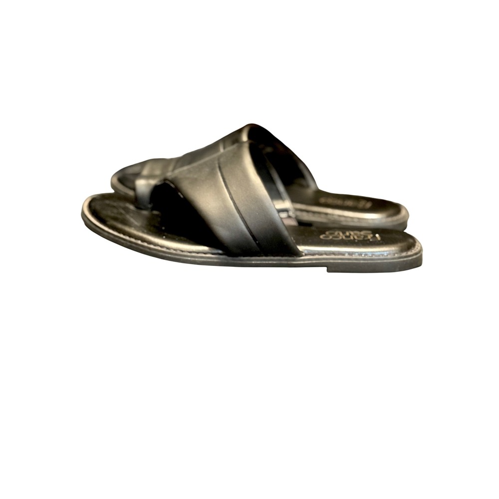 Franco Sarto Black Leather‎ Thong Slide Sandals Women's - Picture 4 of 6